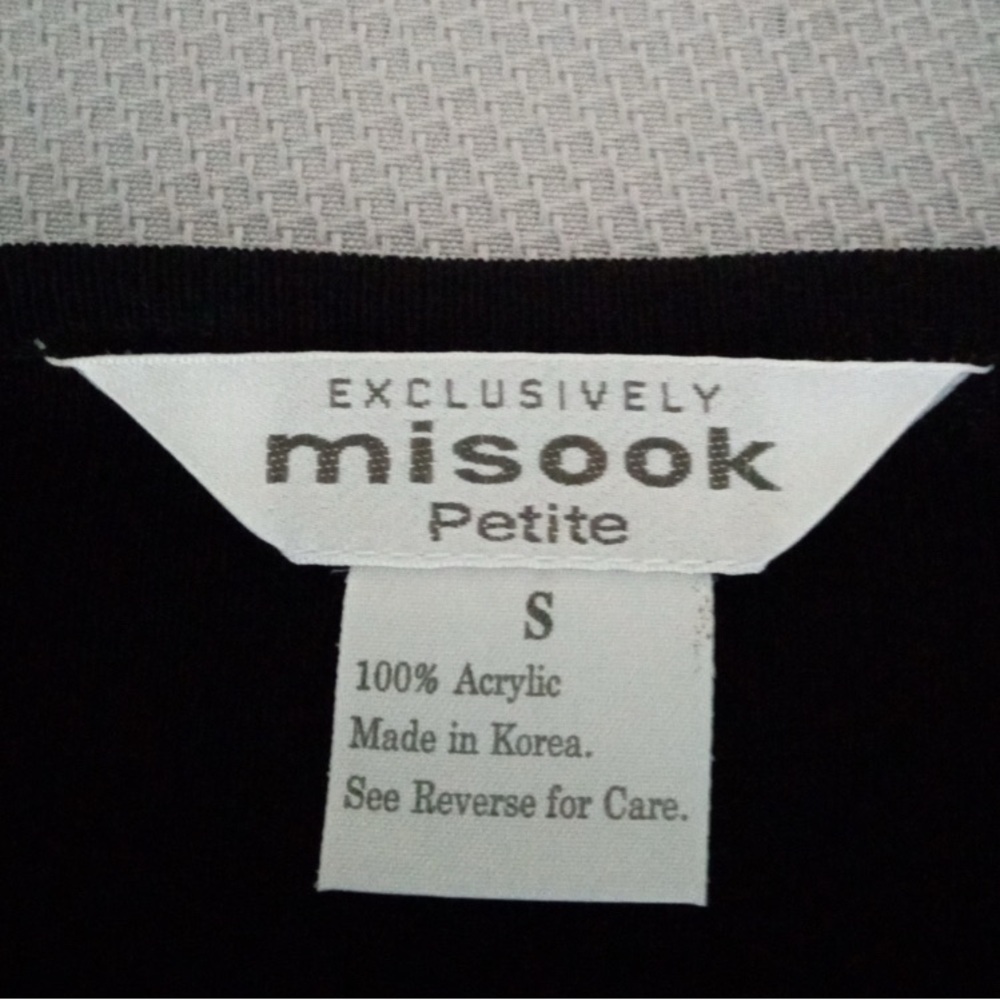 Misook black & pink striped cardigan sweater size petite small - Picture 3 of 10